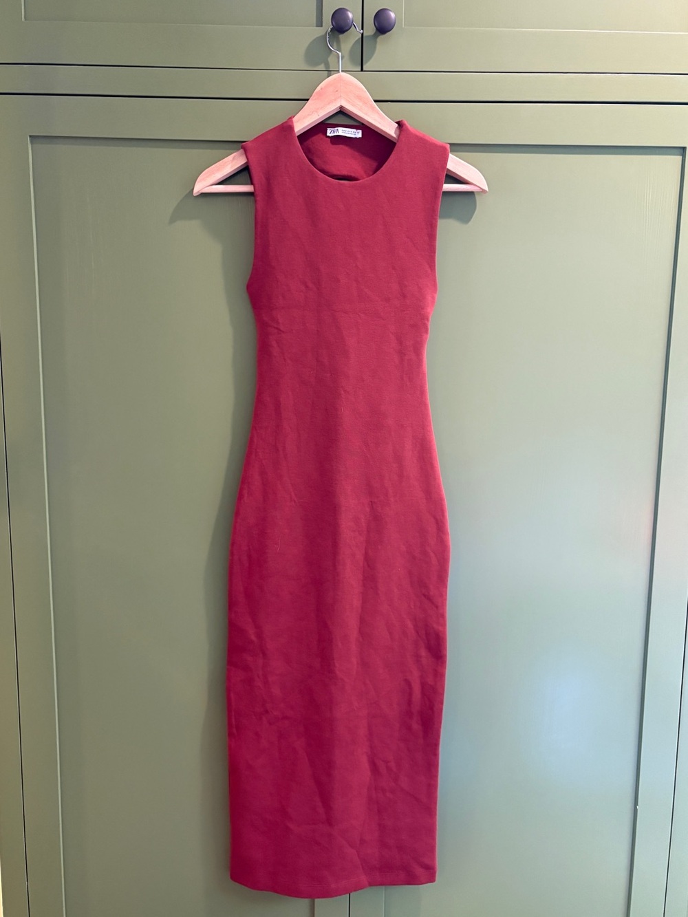 Zara knit backless column dress rust size S